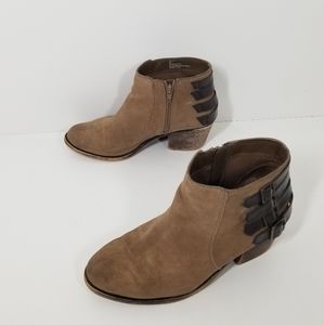Joie Tan Suede Leather Buckle With Straps Ankle Boots Women Size 9M